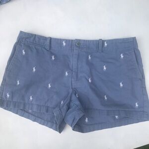 Polo Ralph Lauren Sport Embroidered Polo Horse Blue Cotton Shorts 14